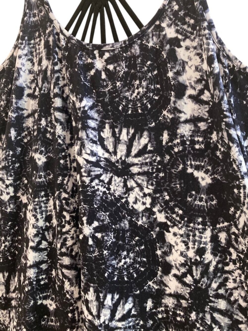 Women's APT. 9 Criss-Cross Strappy Back Swim Cover-Up Dress BLACK Tie-Dye XL - Picture 2 of 3